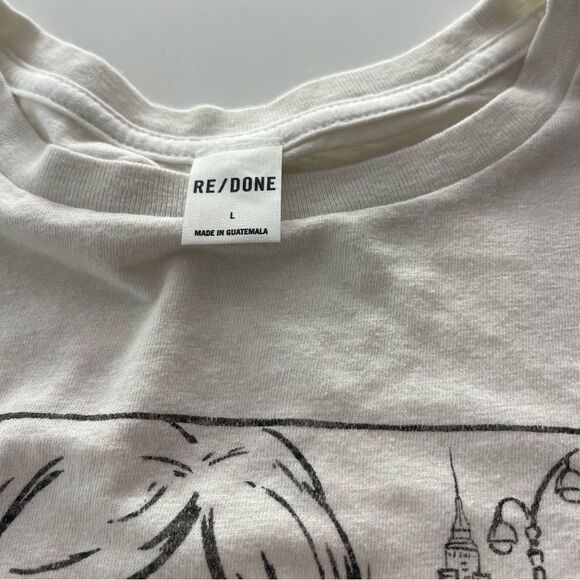 Re/Done You're Cute Retro Graphic Tee White Short Sleeve Size Large NWOT - Picture 7 of 8